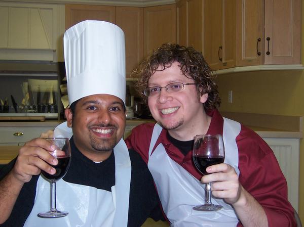Chef Atul and Chef Tony wine toast