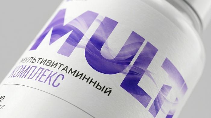 Макро: этикетка BFE Мультивитаминный комплекс — фактура печати