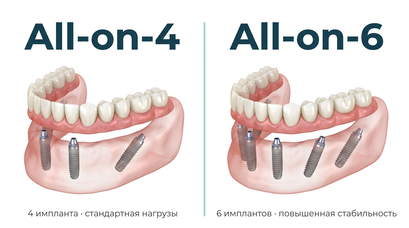 В чём реальная разница между All-on-4 и All-on-6
