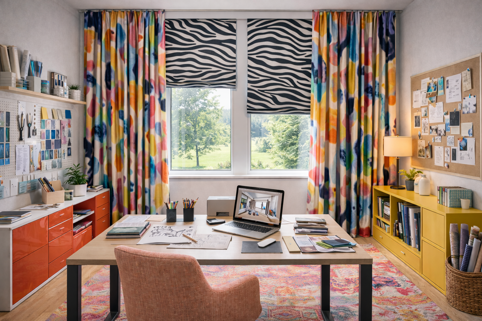 Комбинация штор и зебры, точный свет