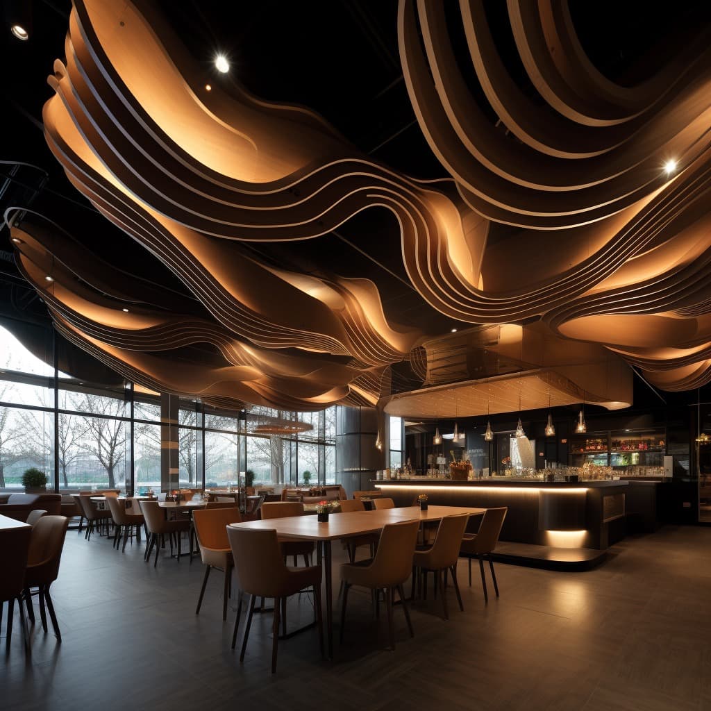 3D потолок в ресторане