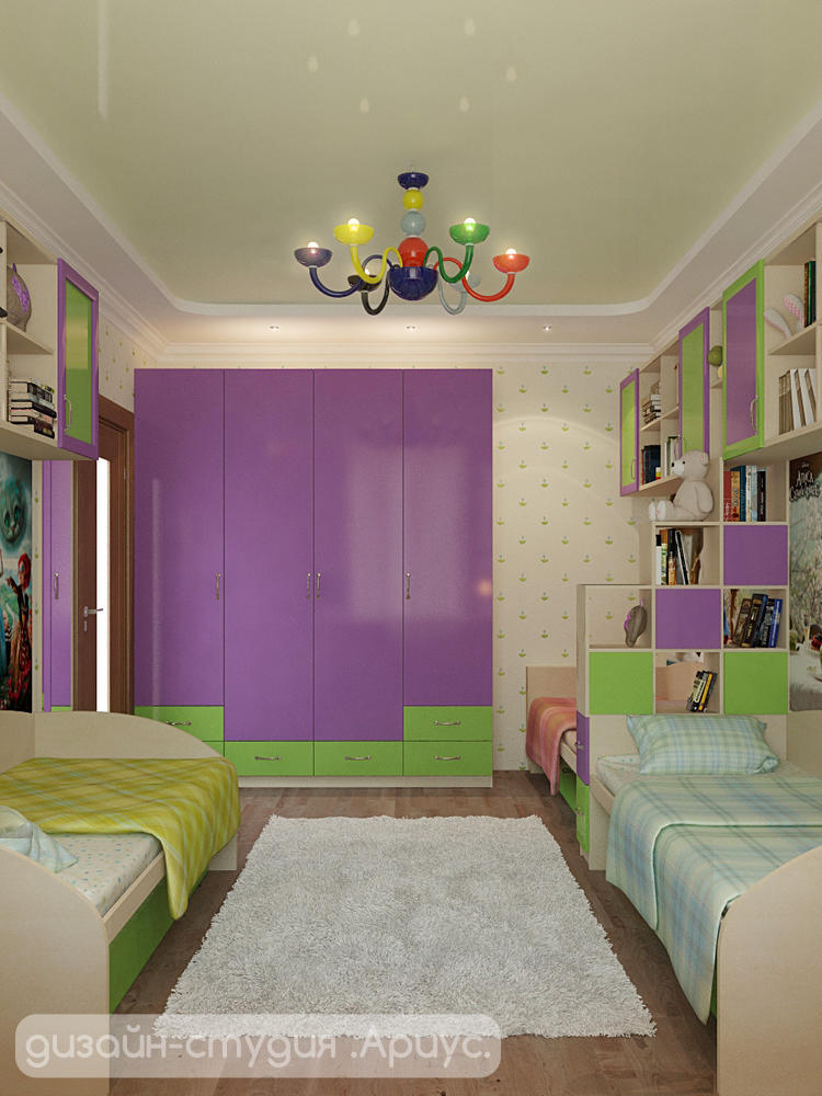Дизайн детской комнаты для троих девчат