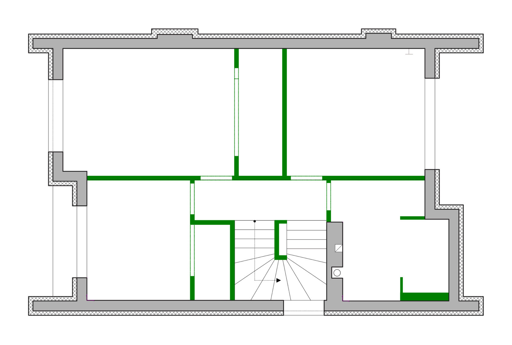 Plan des nouvelles cloisons du deuxième étage d’une maison en construction — un aménagement conçu entièrement à partir de zéro