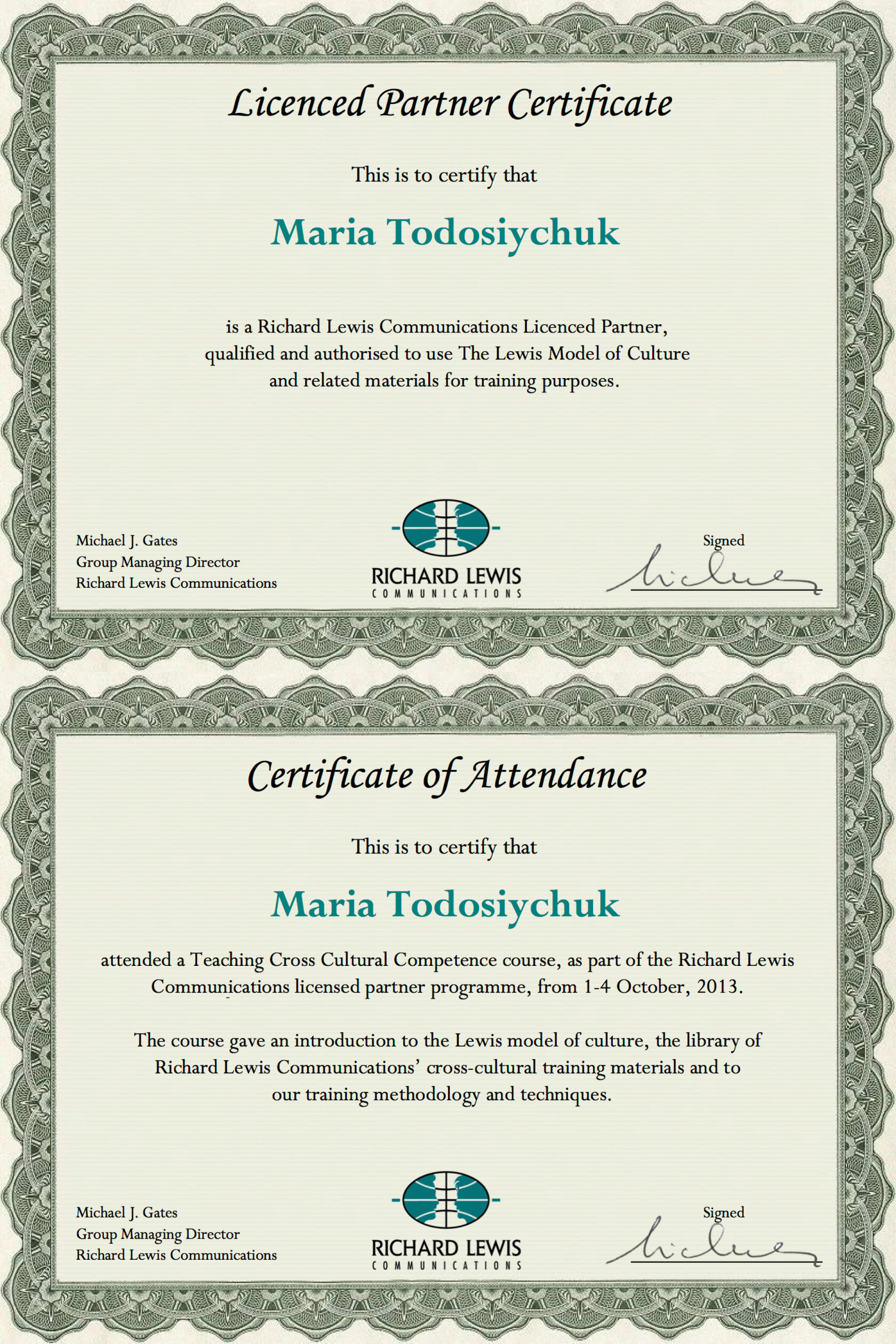 Сертификат Марии Тодосийчук - Certificate of attendance - MariaTodosiychuk