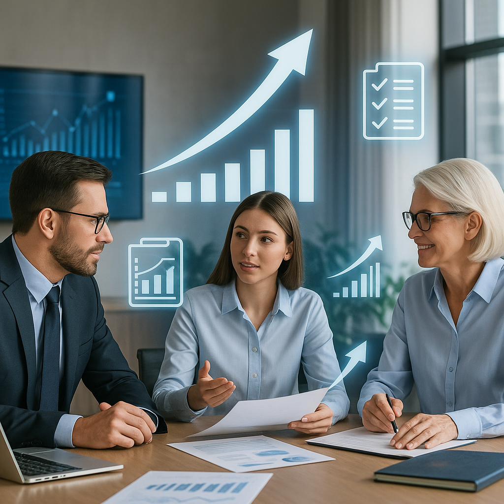 Business team receiving administrative support while scaling operations