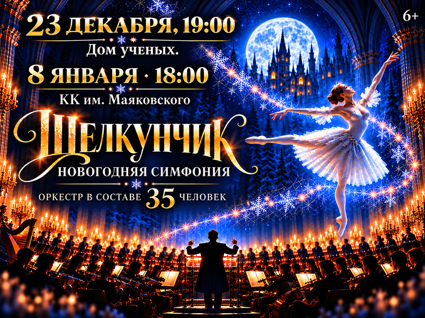 Симфонический оркестр в атмосфере теплого света