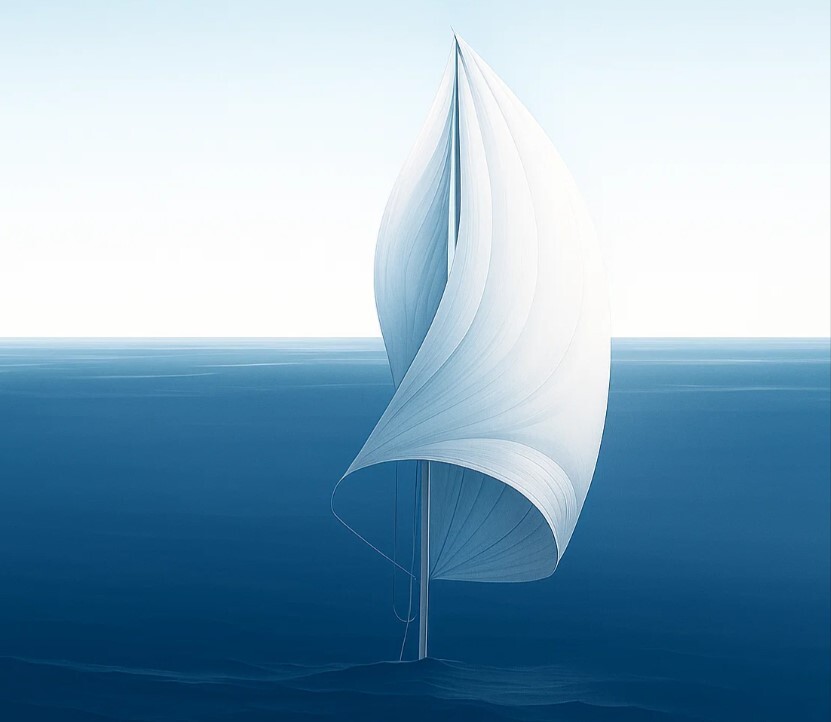 Символ независимости и развития бизнеса — белый парус в море