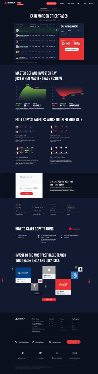 Trading platform long copy trading landing page