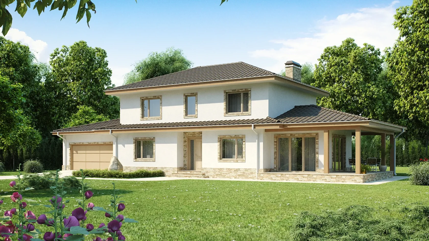 Фасад проекта частного дома 265 м² AURUM