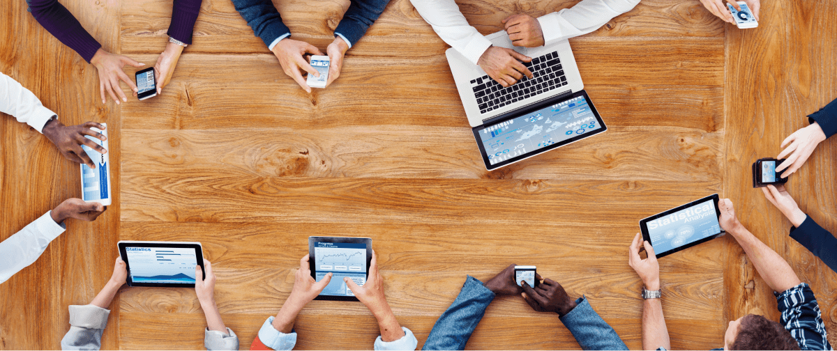 People Working with Technology and communicate