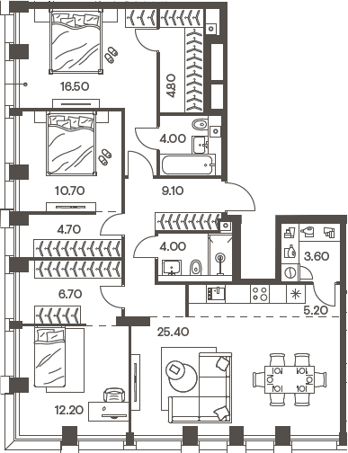 4-комн 128,4 м²