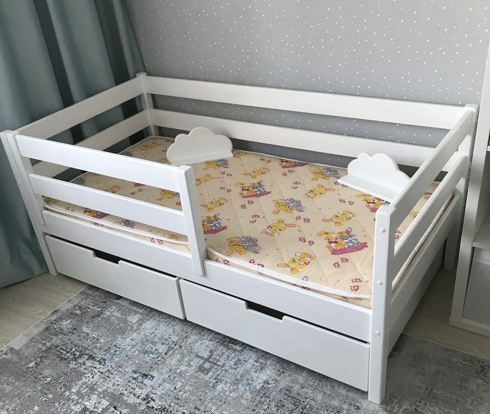 Детская кровать СОФА 160 на 80 с ящичками и матрасиком