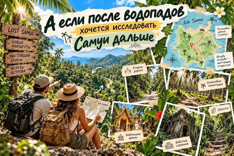 Путешественники исследуют джунгли и необычные места острова Самуи