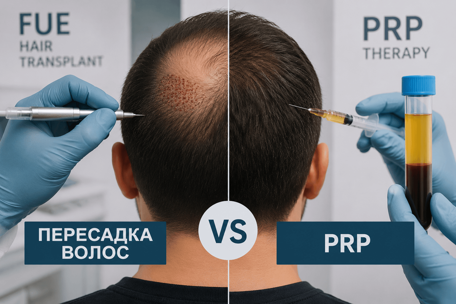 ересадка волос или PRP-терапия