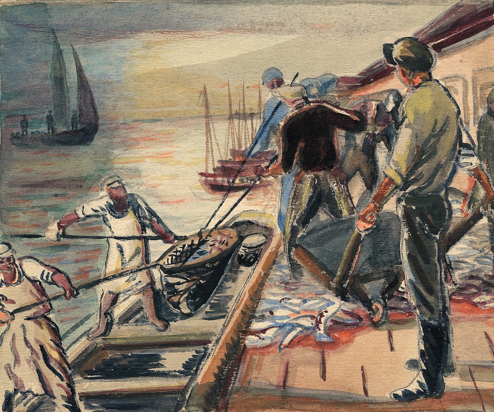 Сдача рыбы на шаланду. 1931 