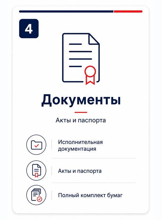 Документы: исполнительная документация, акты, паспорта и комплект бумаг