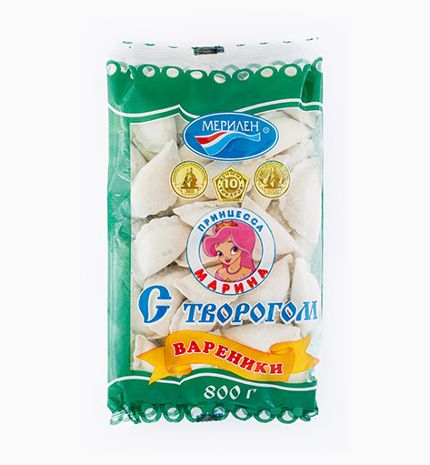 Вареники «С творогом» Принцесса Марина от производителя Мерилен — замороженные полуфабрикаты с творогом. Упаковка: 800 гр.