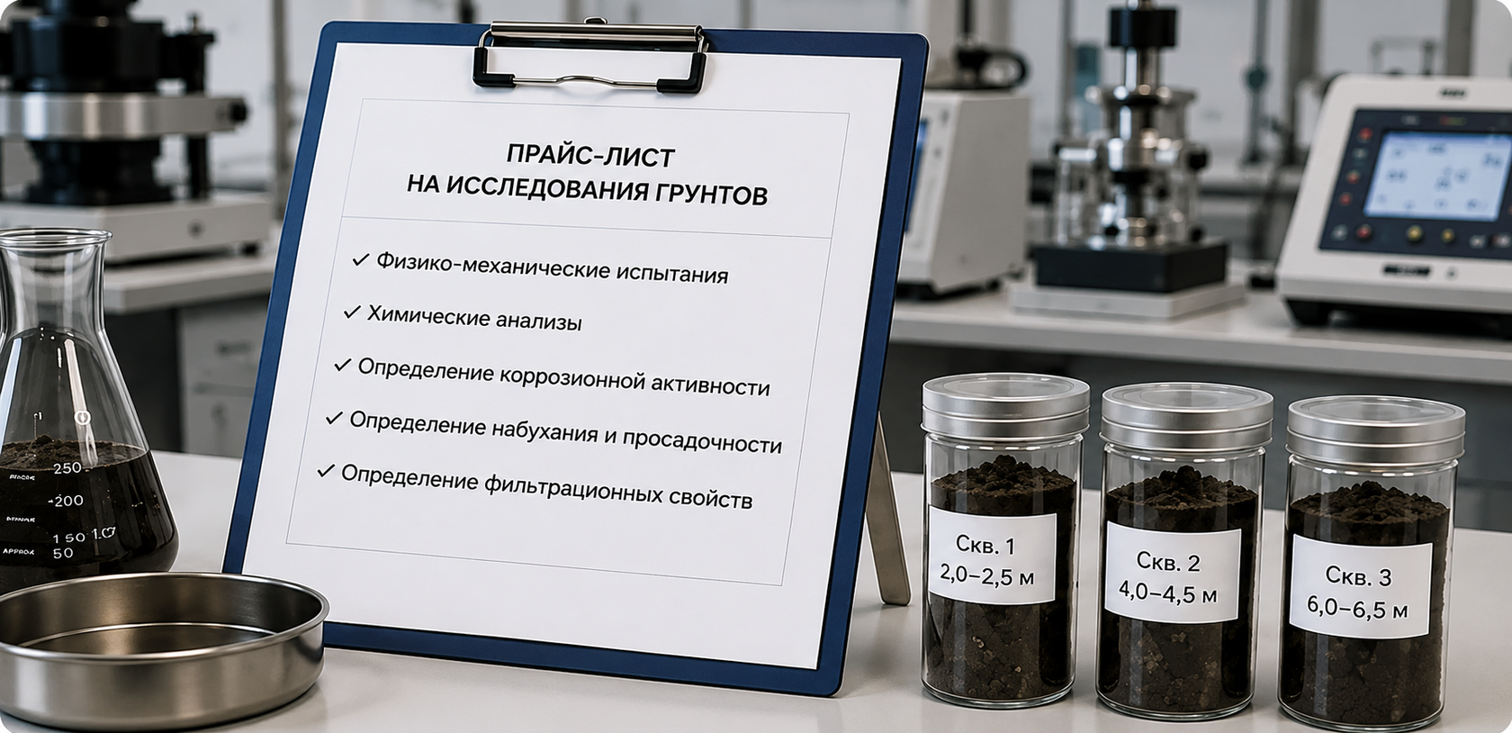 Прайс-лист и образцы грунта для лабораторных исследований