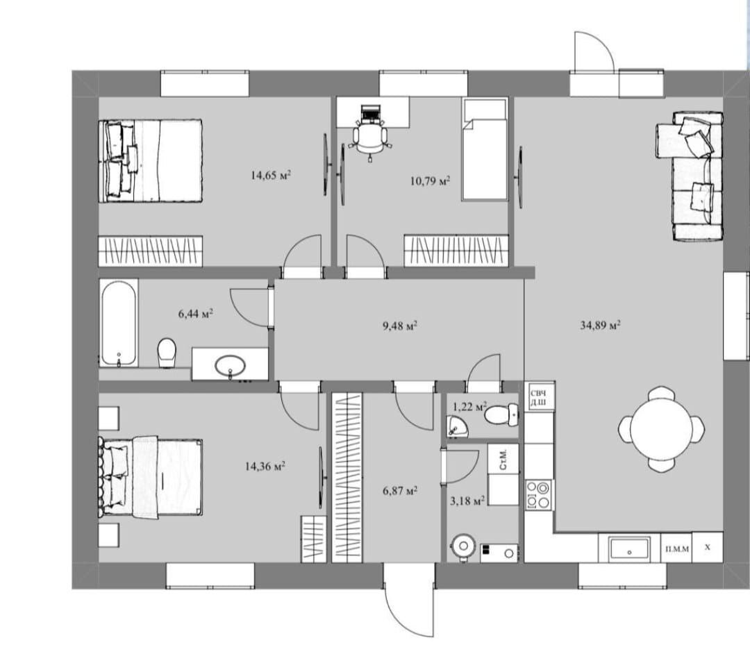 Планировка 105 м²