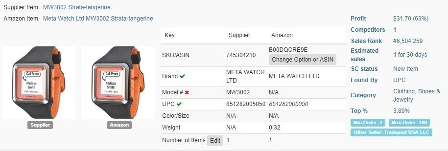 $31.70 or 63% profit can bring the most profitable watches for dropshipping from Walmart on Amazon