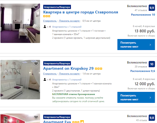 Стоимость аренды квартир в Ставрополе