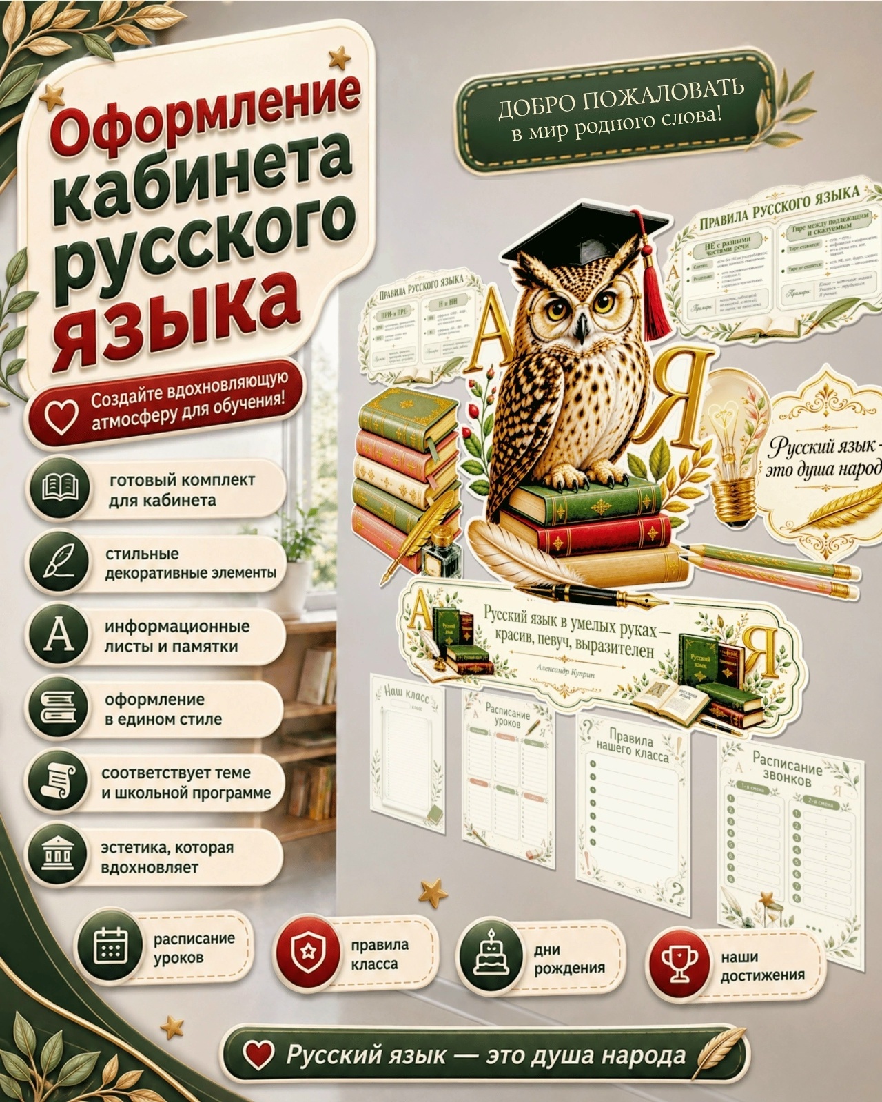 Оформление кабинета русского языка