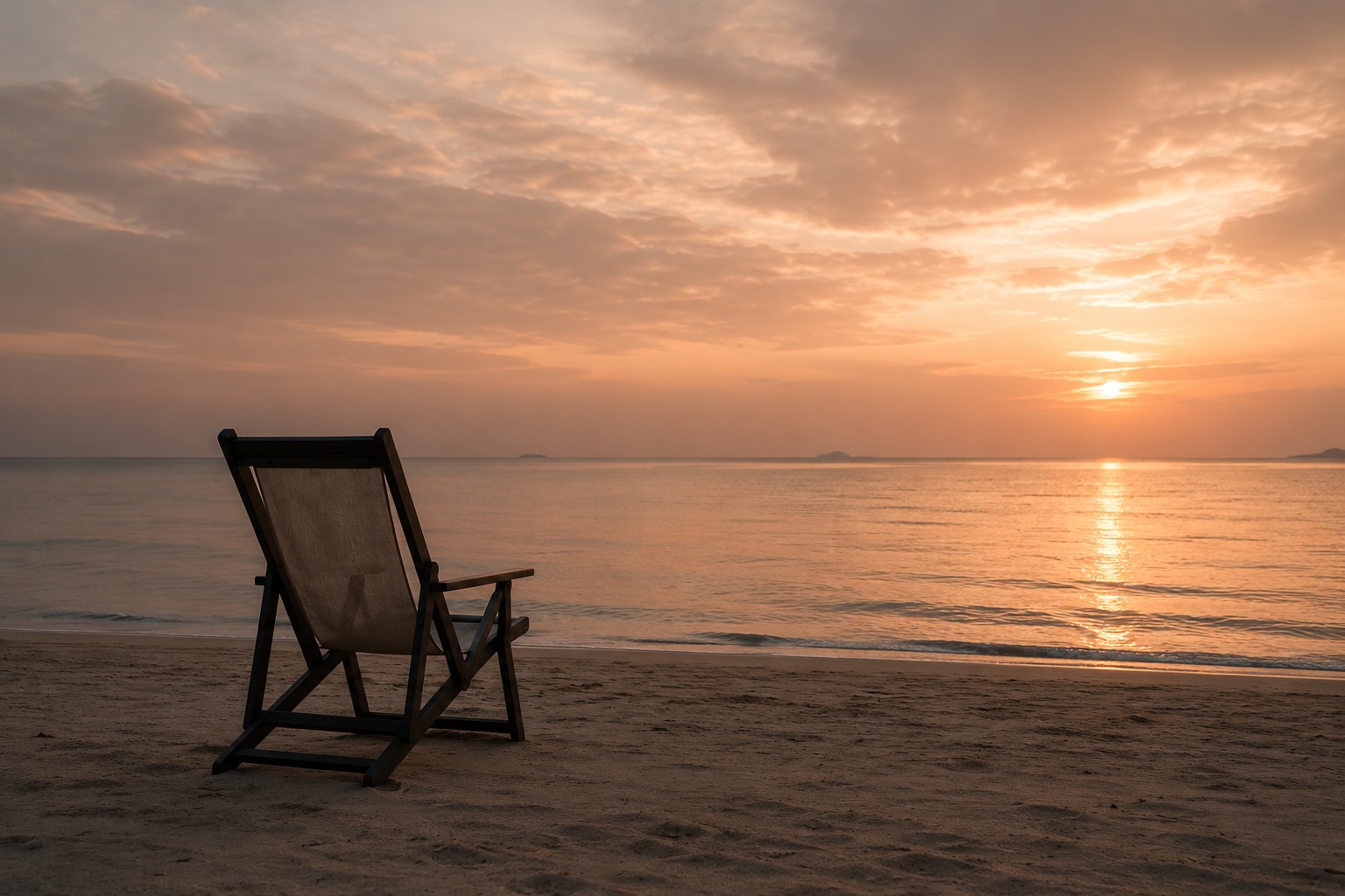 Empty chair facing the sea representing emotional exhaustion, reflection and inner restoration for high-performing expats.