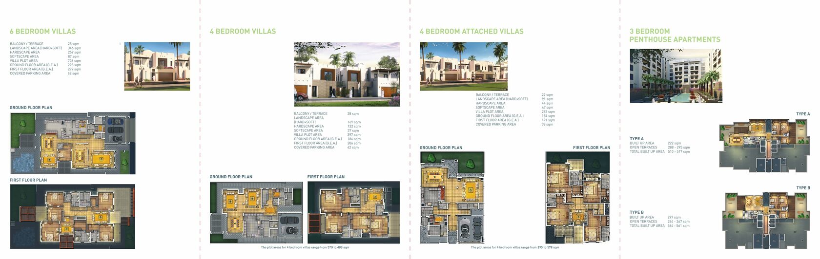 Al Bateen Park Villas 4,6 Bedroom Villas & 3 Bedroom Penthouse
