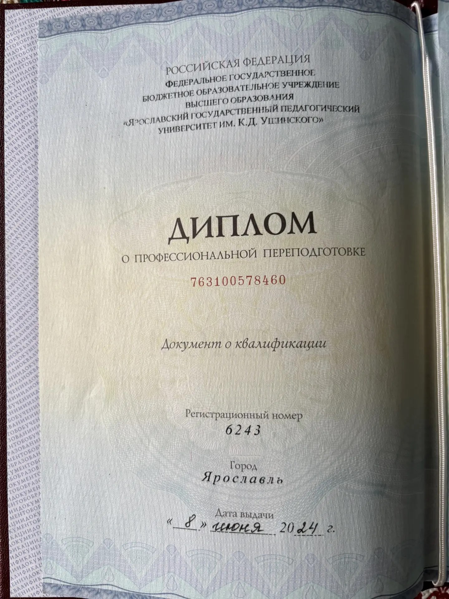 Диплом Марины Панафидиной