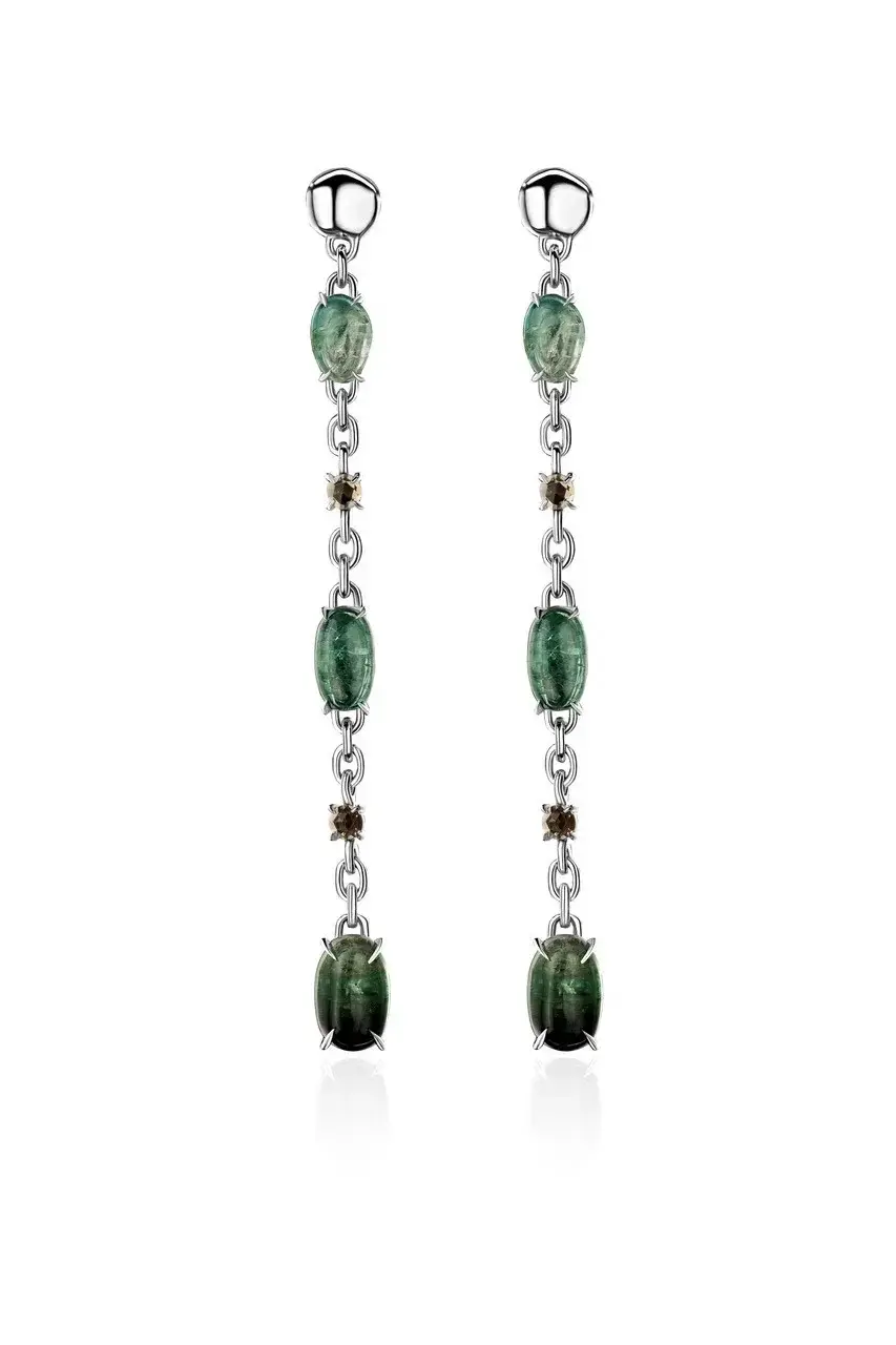 Серьги с зелеными камнями