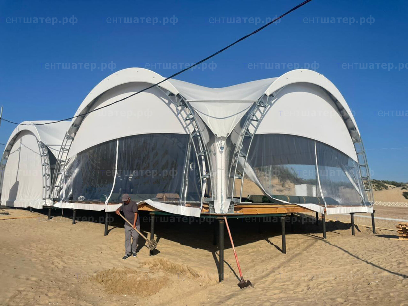 Арочный шатёр «Дюна» 10×20 для пляжной зоны пансионата в Анапе