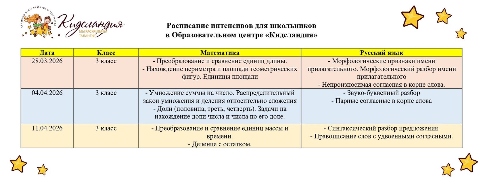 Расписание групп Английского языка