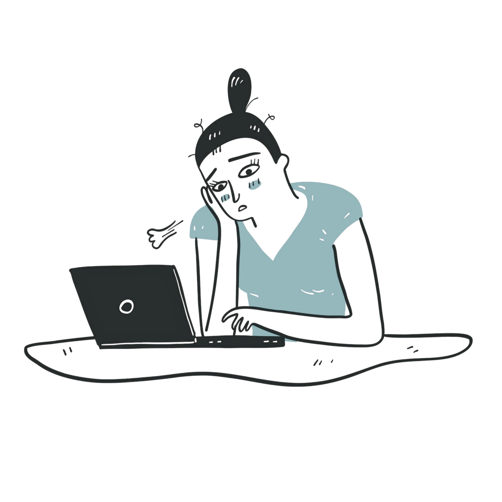 расстроенная женщина-психолог за компьютером после онлайн терапии