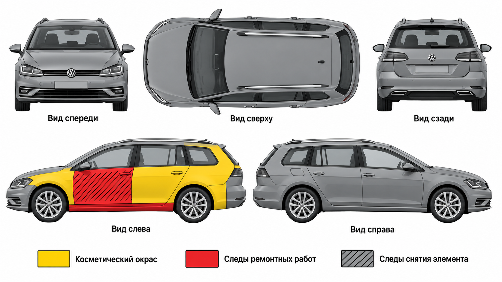Карта ЛКП Volkswagen Golf