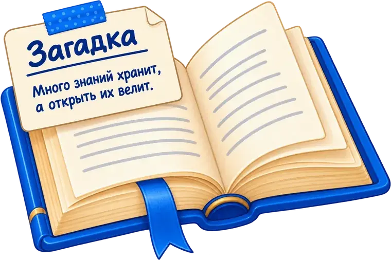 Раскрытая книга с закладкой и запиской-загадкой для домашнего квеста