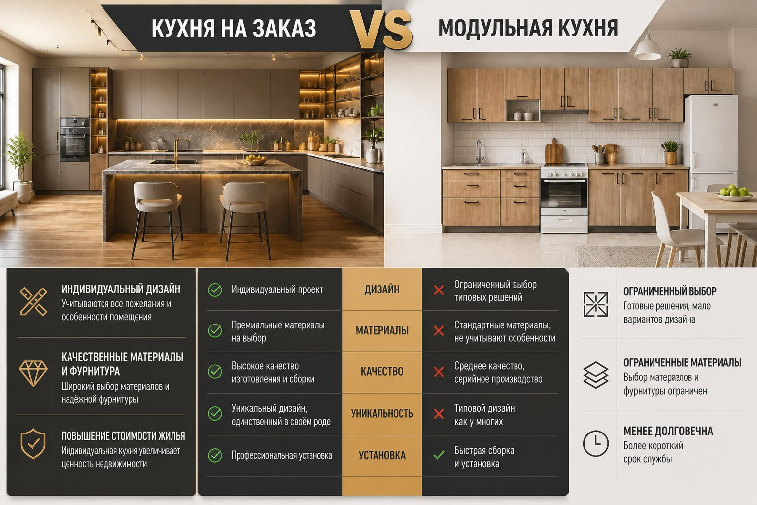 Кухня на заказ или модульная — в чём разница