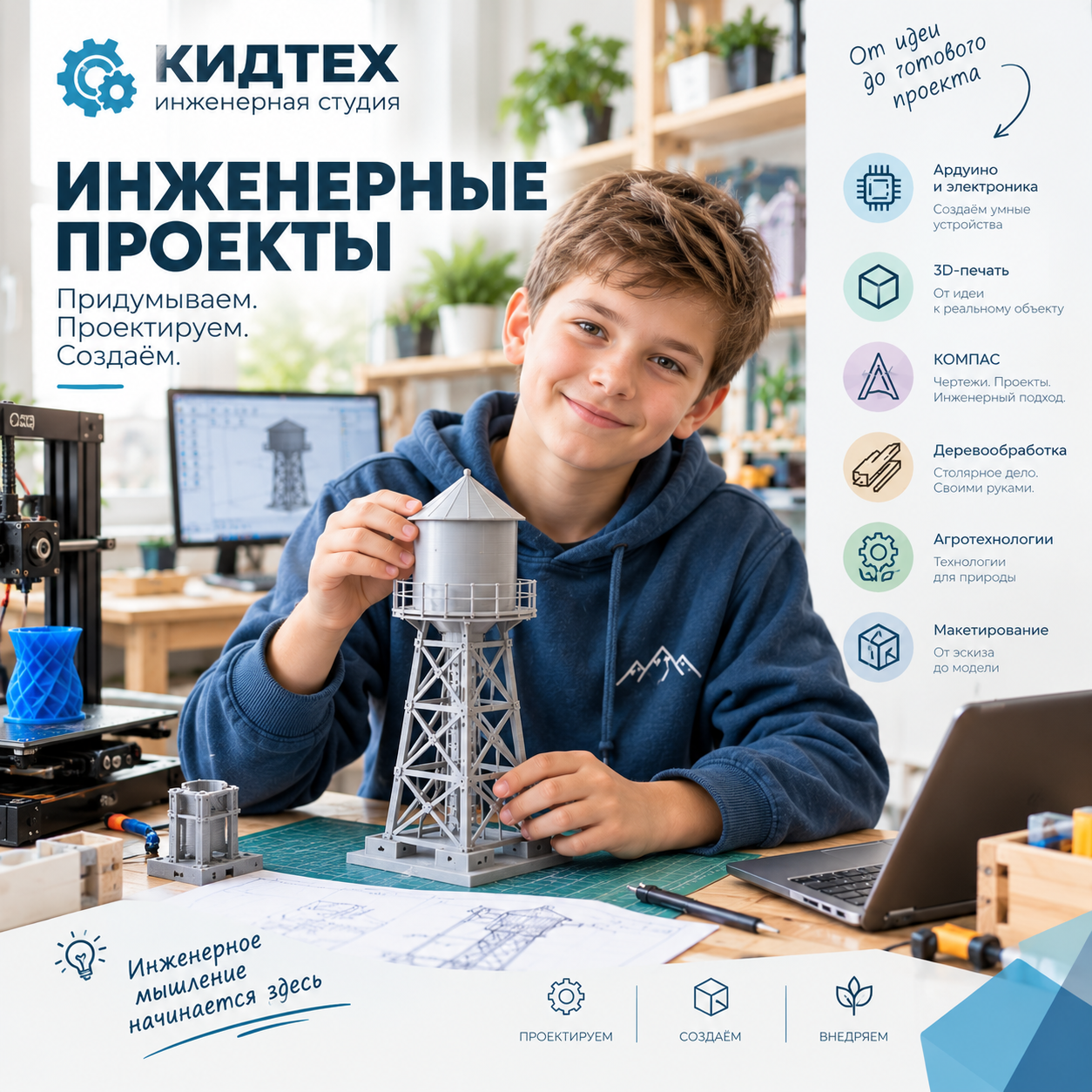 Ученик создает 3Д-модель