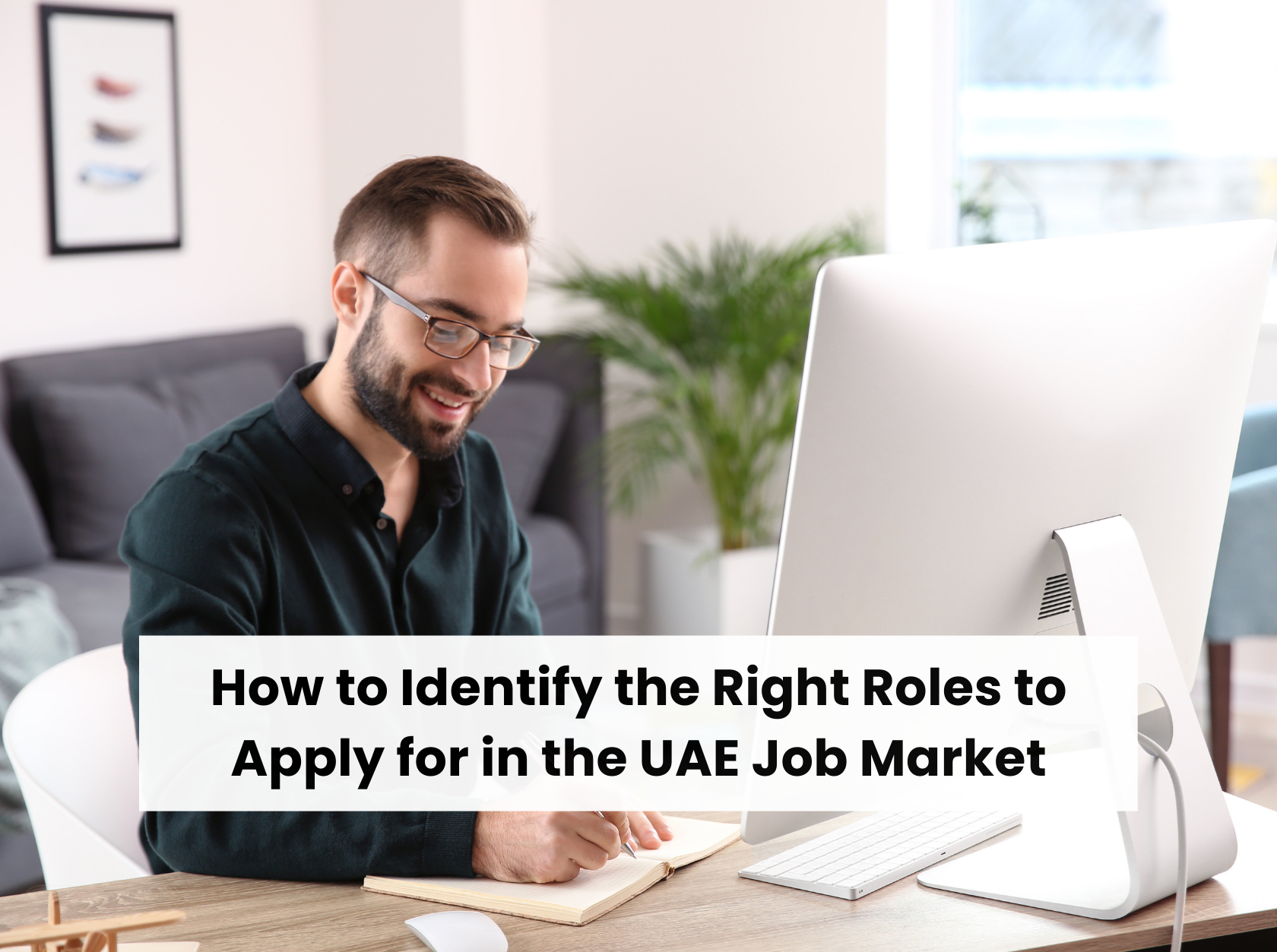 Job seeker in Dubai analyzing roles and job descriptions on computer to identify the right opportunities in the UAE job market