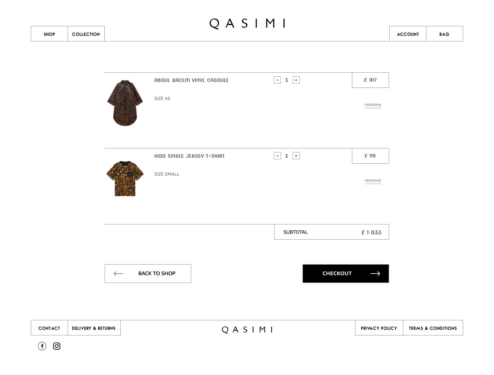 макет страницы корзины с заказом товаров