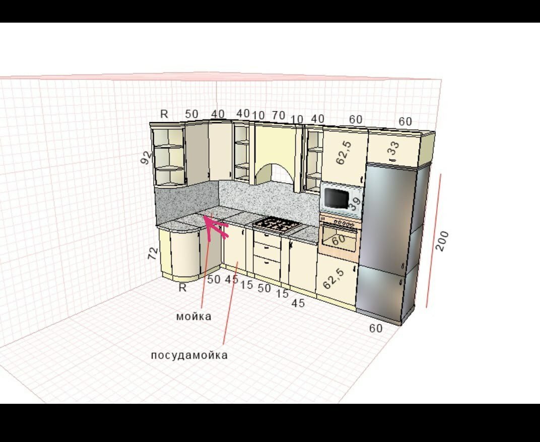 Чертеж кухни икеа
