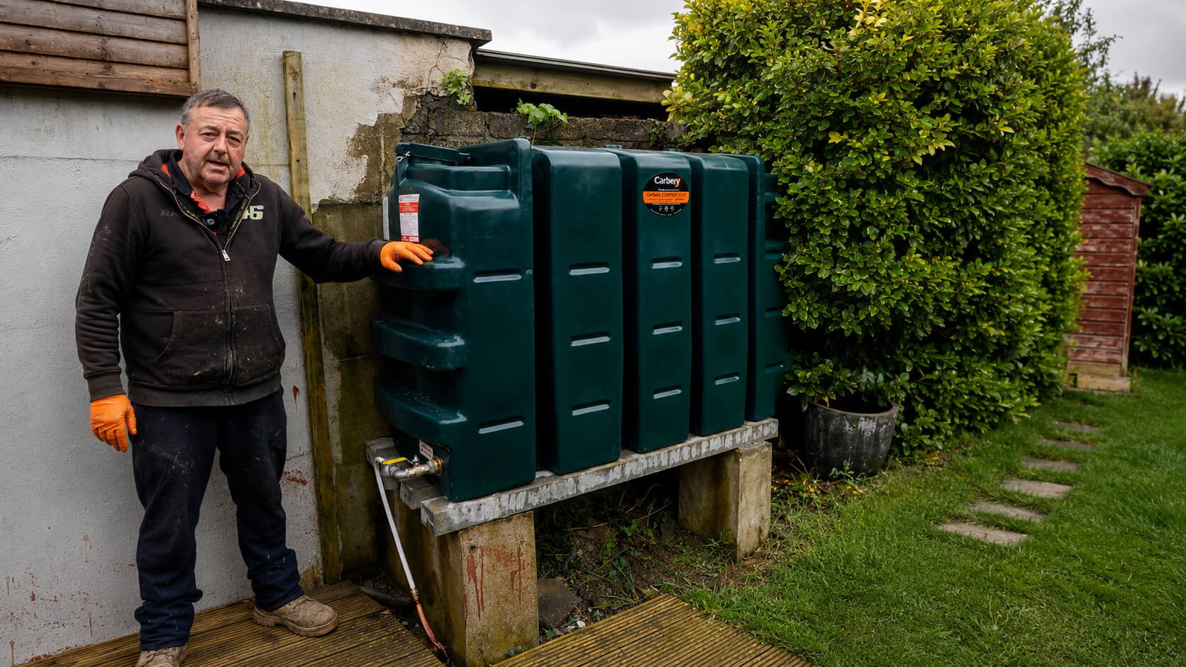 New Carbery oil tank installed on raised support base after replacement in Slane, Co. Meath