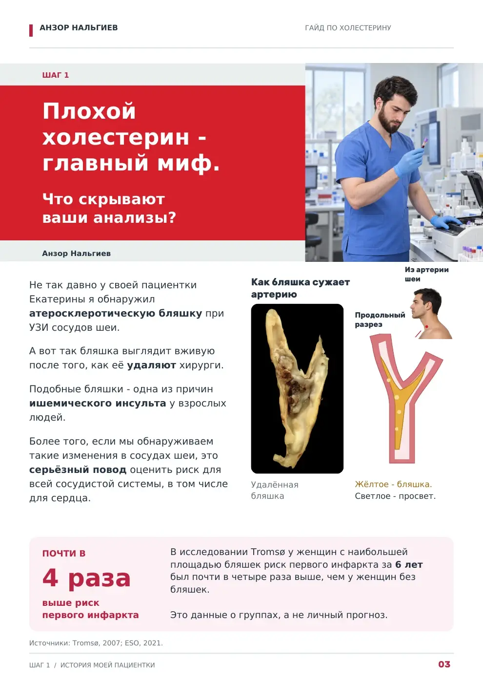 История пациентки и пример изменений в сосудах — страница из гайда Анзора Нальгиева