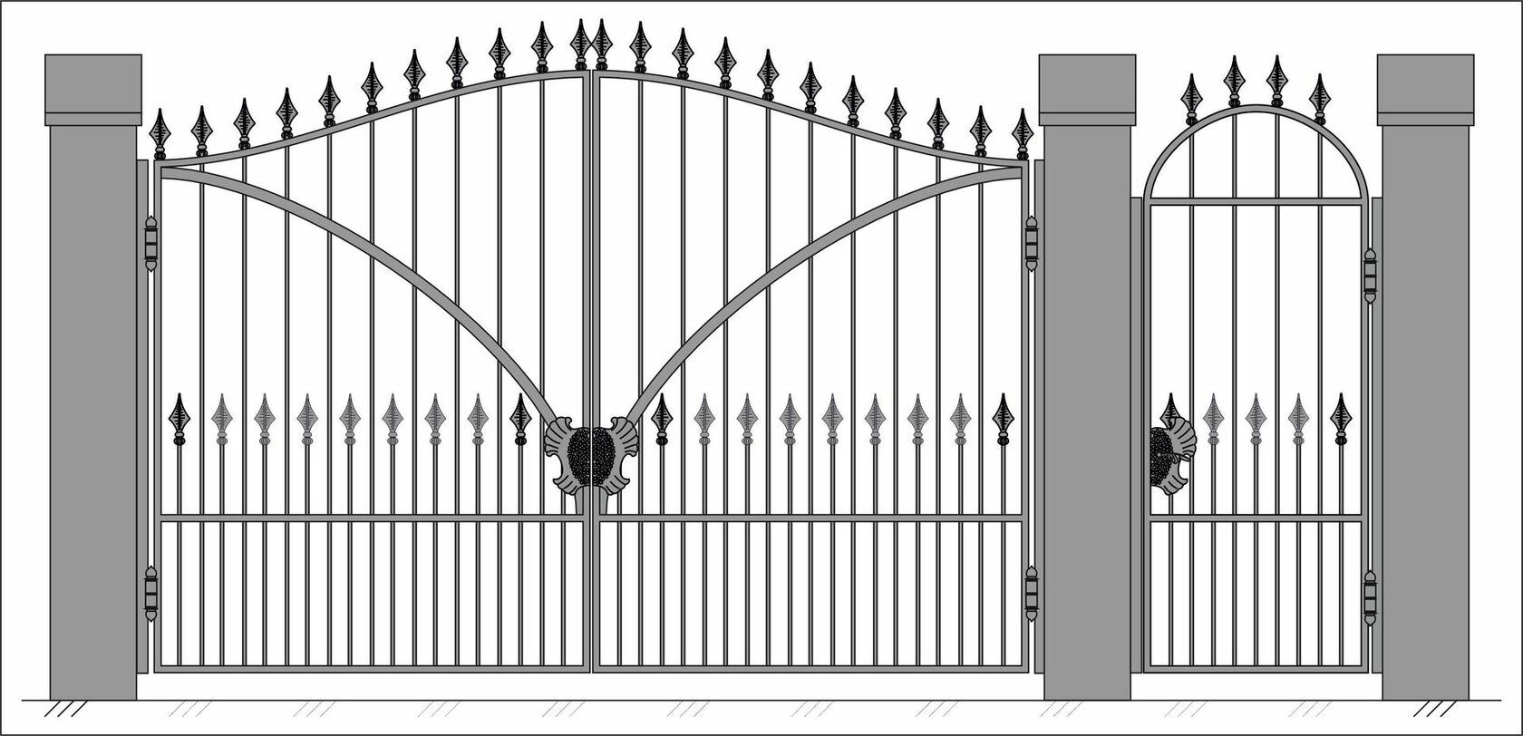 Чертеж распашные въездные ворота