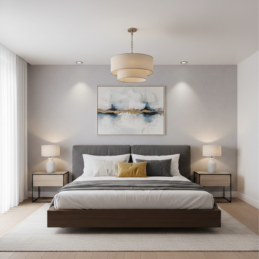 Спальня Минимализм с акцентом