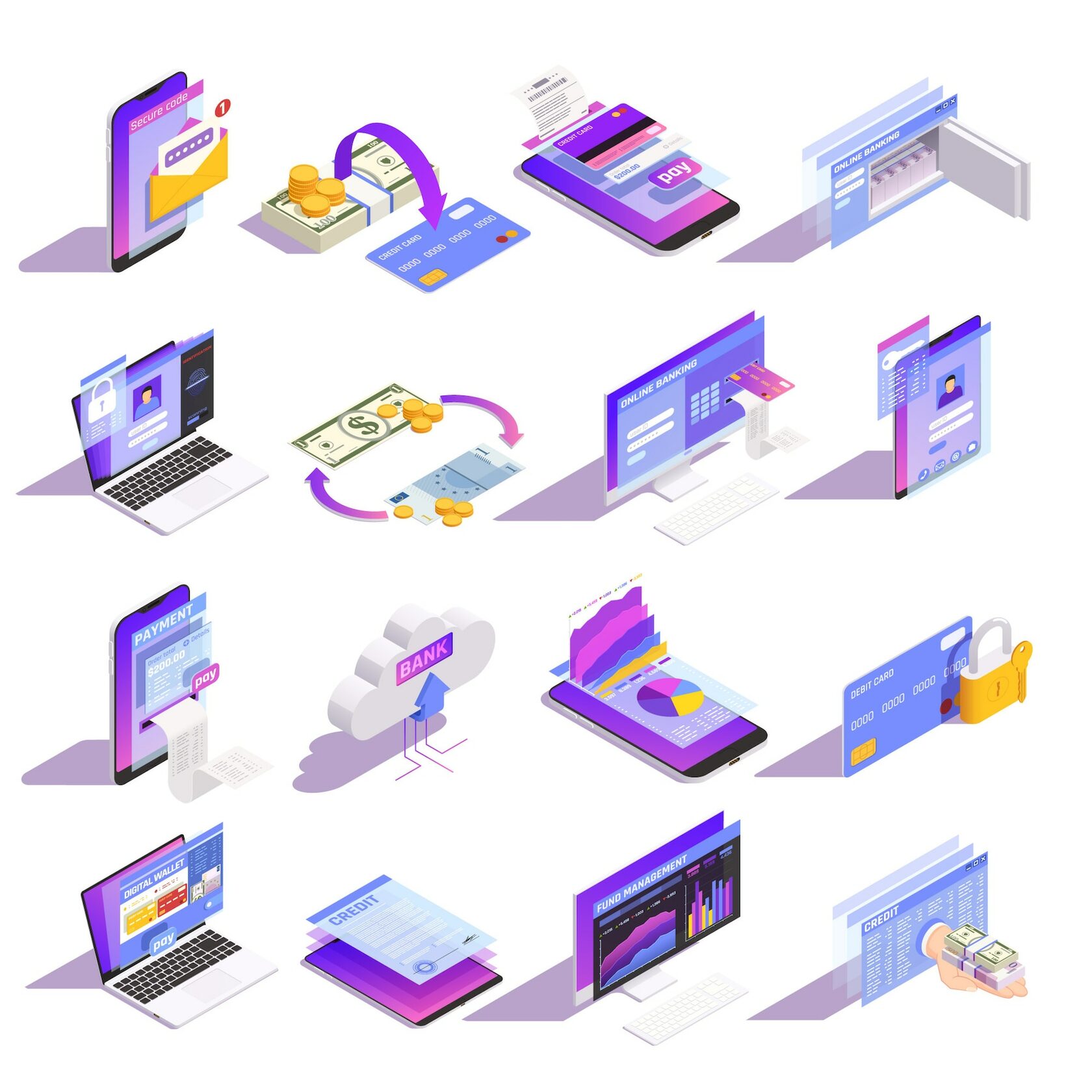 Bank Card isometric.