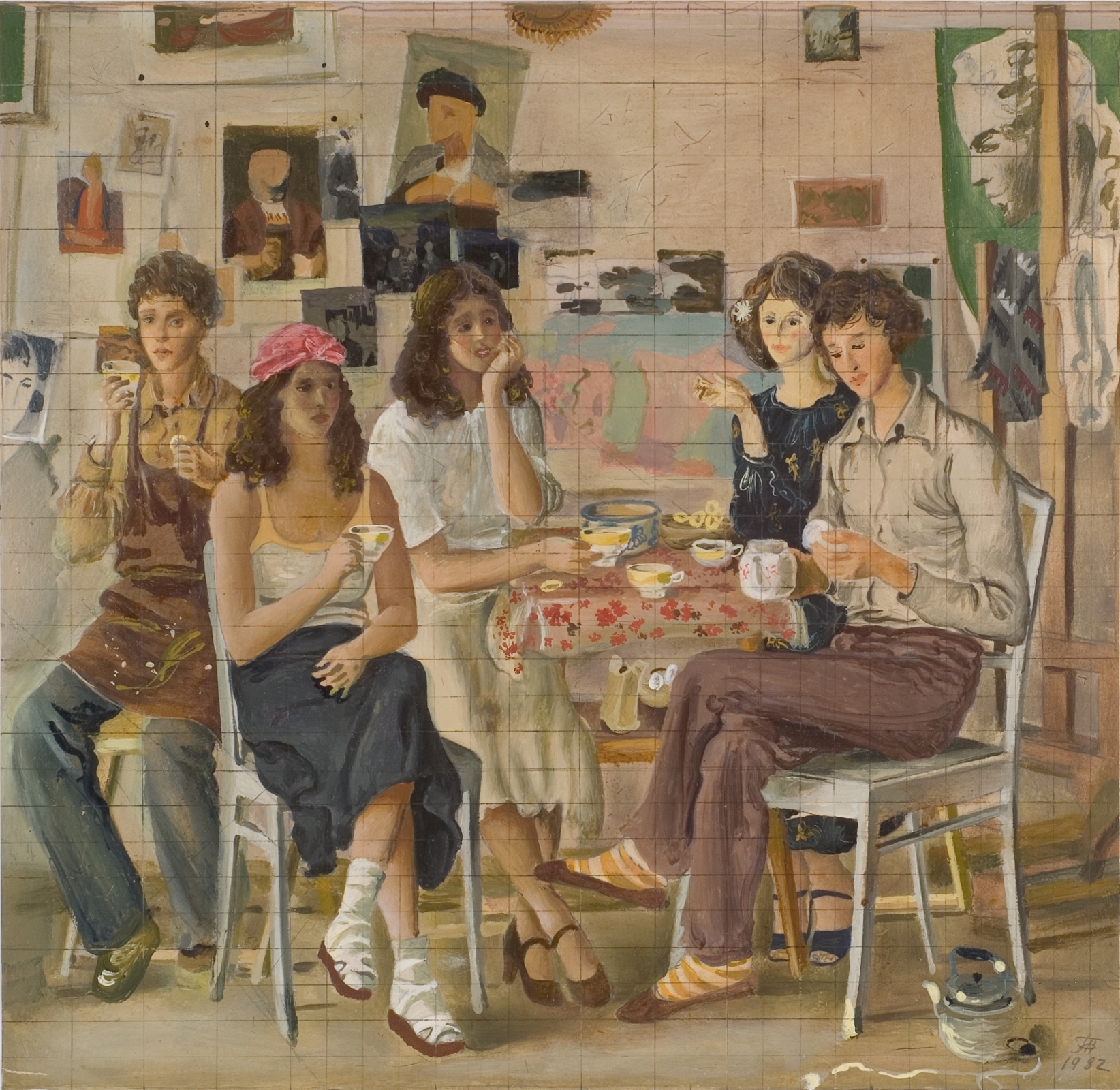 Гости в мастерской художника. Эскиз. 1982 