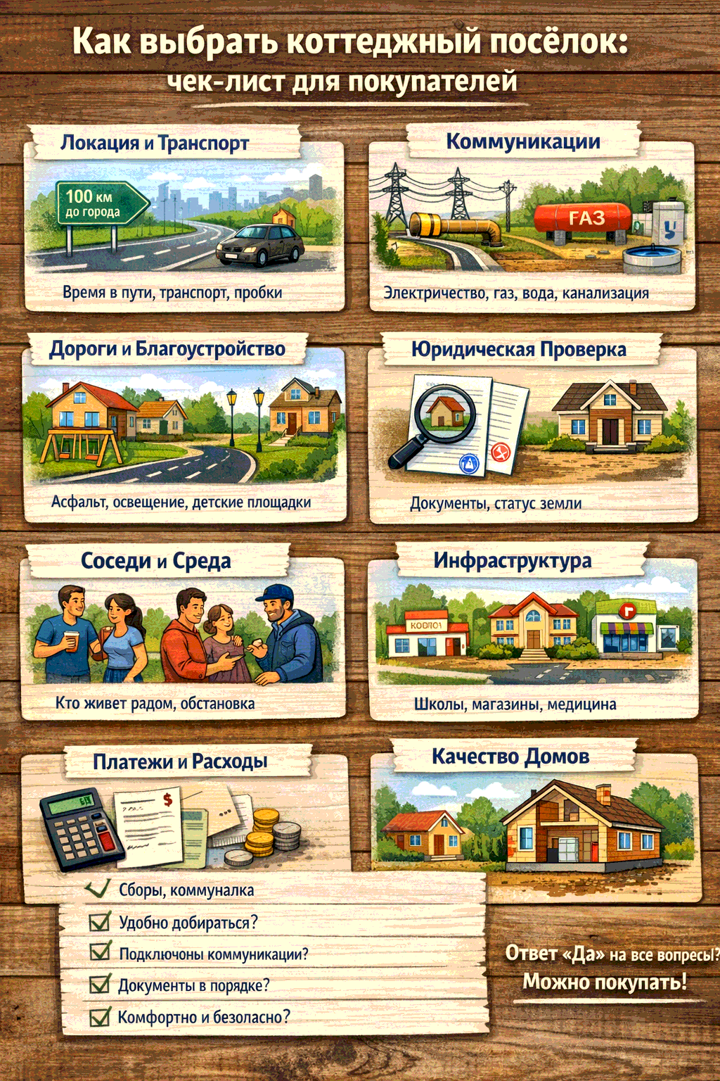 Семья осматривает готовый загородный дом с риелтором в коттеджном посёлке перед покупкой недвижимости