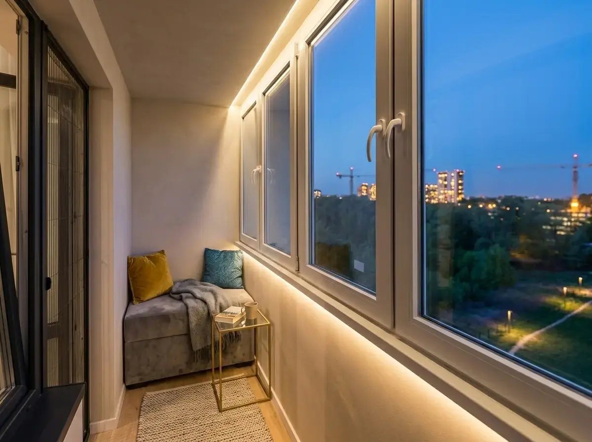 Остекление и отделка балкона под уютную лаунж-зону