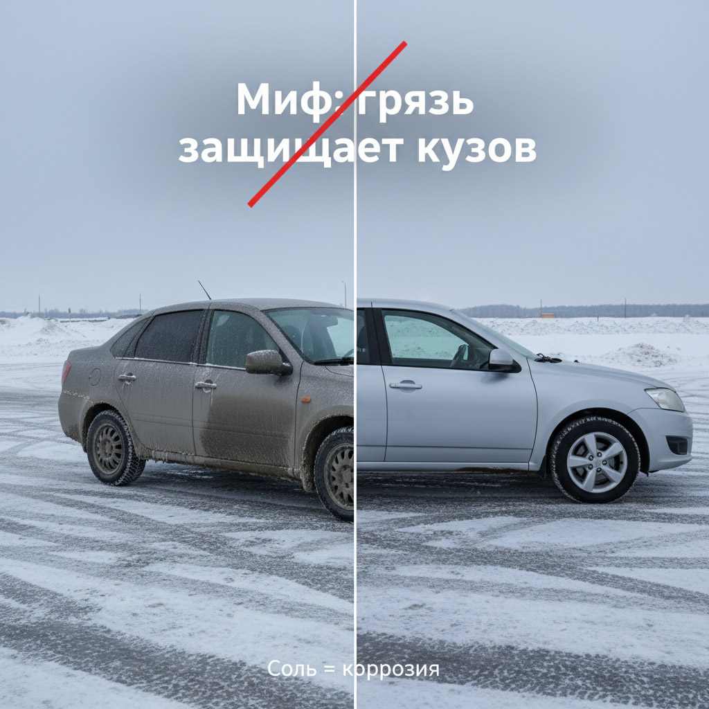 Мыть машину обязательно. На грязной машине реагенты начинают разъедать кузов с удвоенной скоростью