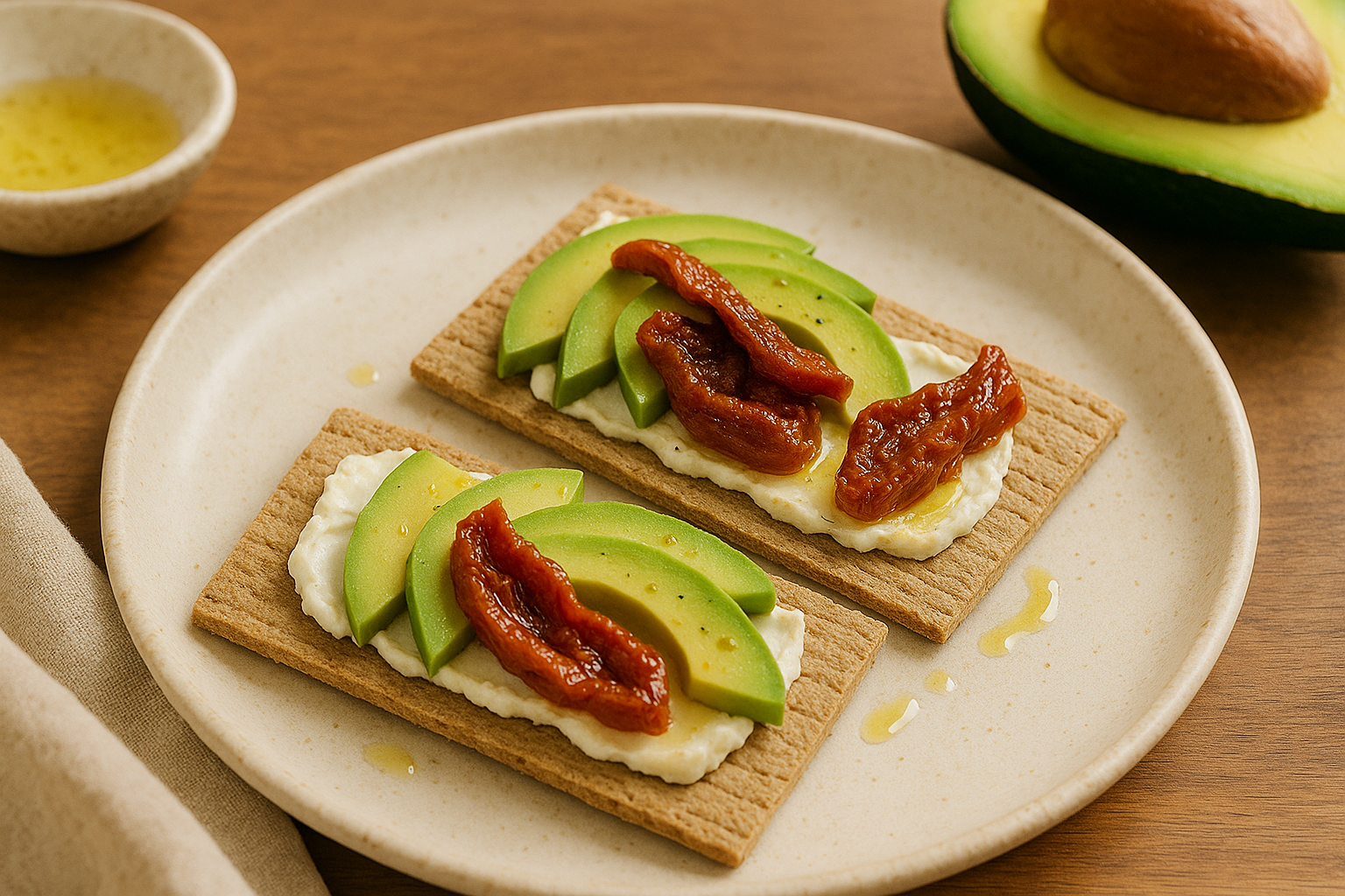 Рецепт “Средиземноморский перекус” с плоскими хлебцами “4 злака”